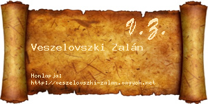 Veszelovszki Zalán névjegykártya