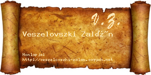 Veszelovszki Zalán névjegykártya